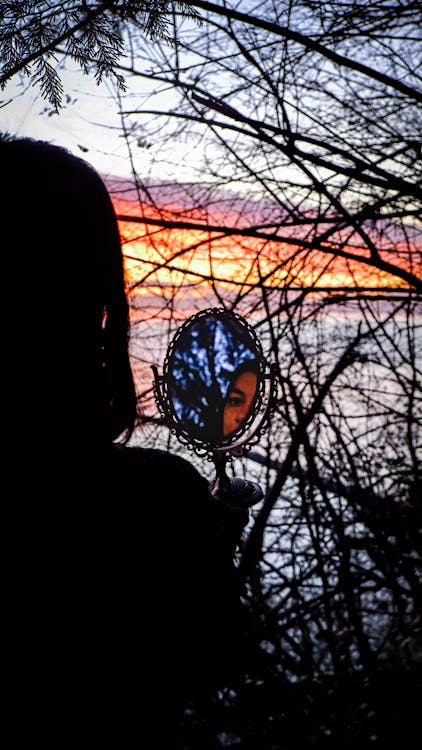 Silhouette of Person Holding a Mirror · Free Stock Photo