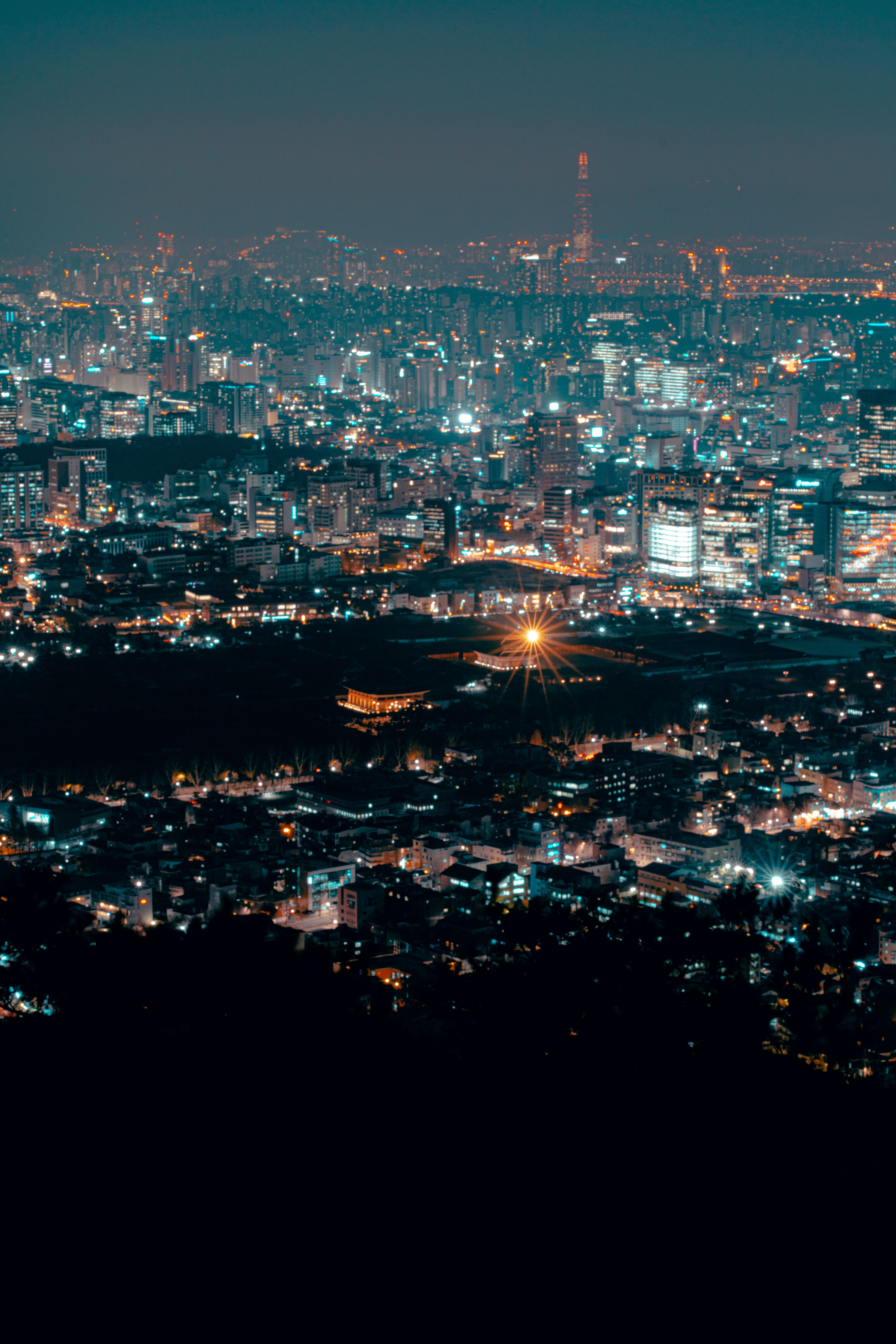 Aerial View of a City at Night · Free Stock Photo