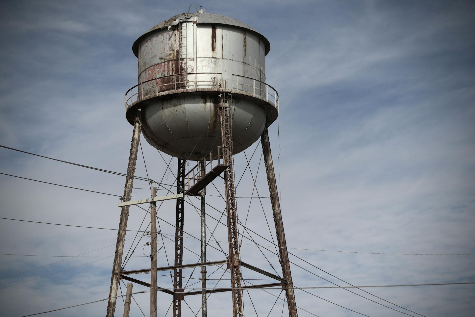 Steel Water Tank Under the Sky