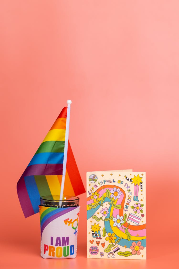 Card And Cup With Rainbow Flag