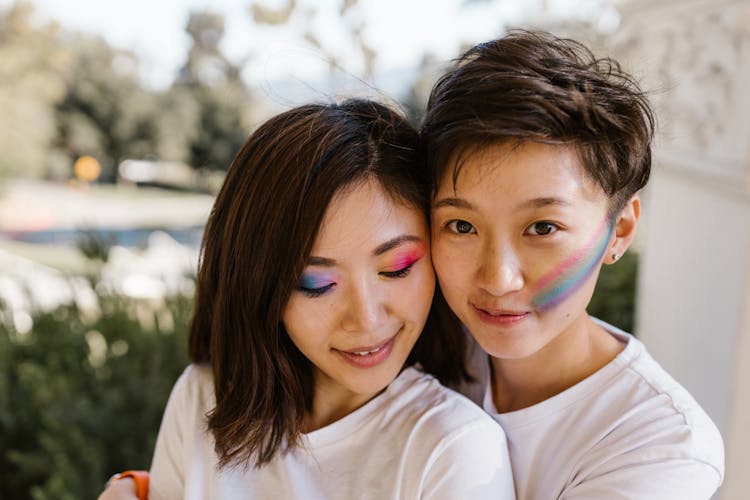 Portrait Of Lesbian Couple Hugging