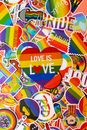 LGBT Emblems Pins and Labels with Slogans of Love and Pride