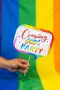 Rainbow Label for Gay Lesbian Coming Out Party