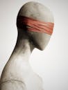 Mannequin Head Wrapped with Leather Strips