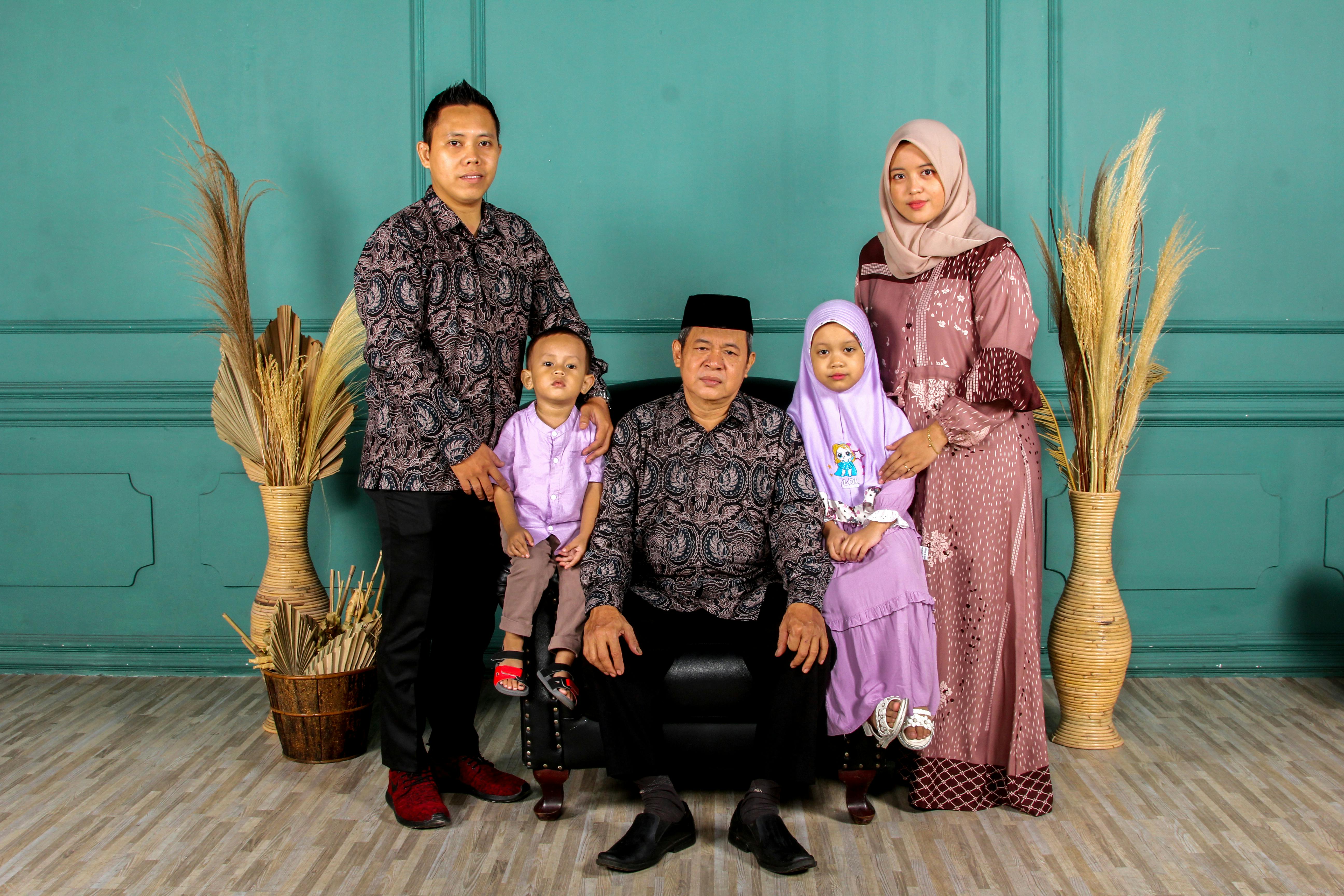 a family wearing traditional clothes