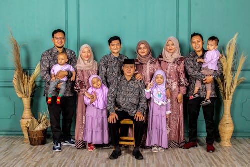 Large Family wearing Traditional Clothing