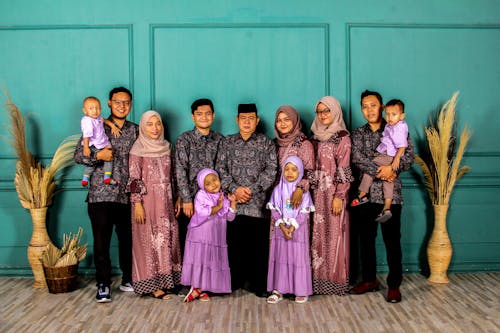 Large Family wearing Traditional Clothing