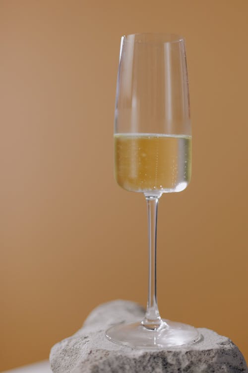 Close-up View of White Wine in Glass
