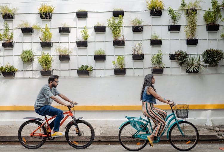 A Couple Biking Together