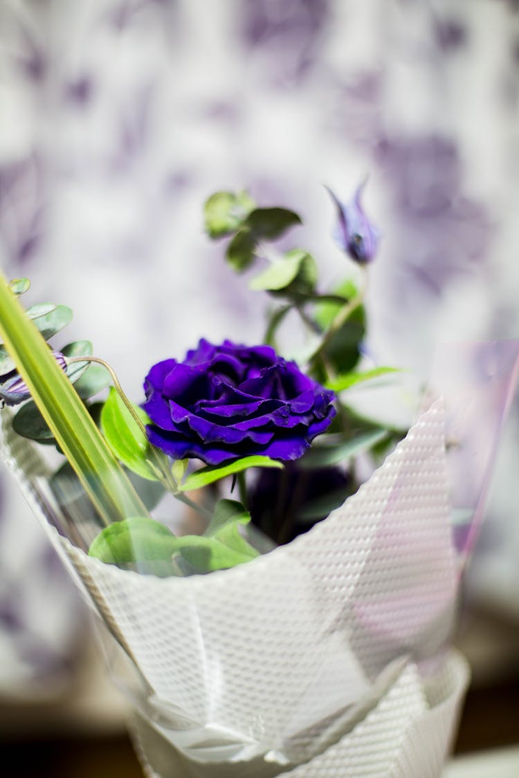 Flower Arrangement Wrapped In Foil