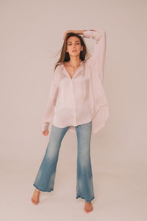 Woman in Shirt and Jeans