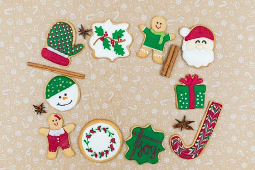 Christmas Cookies on a Patterned Paper