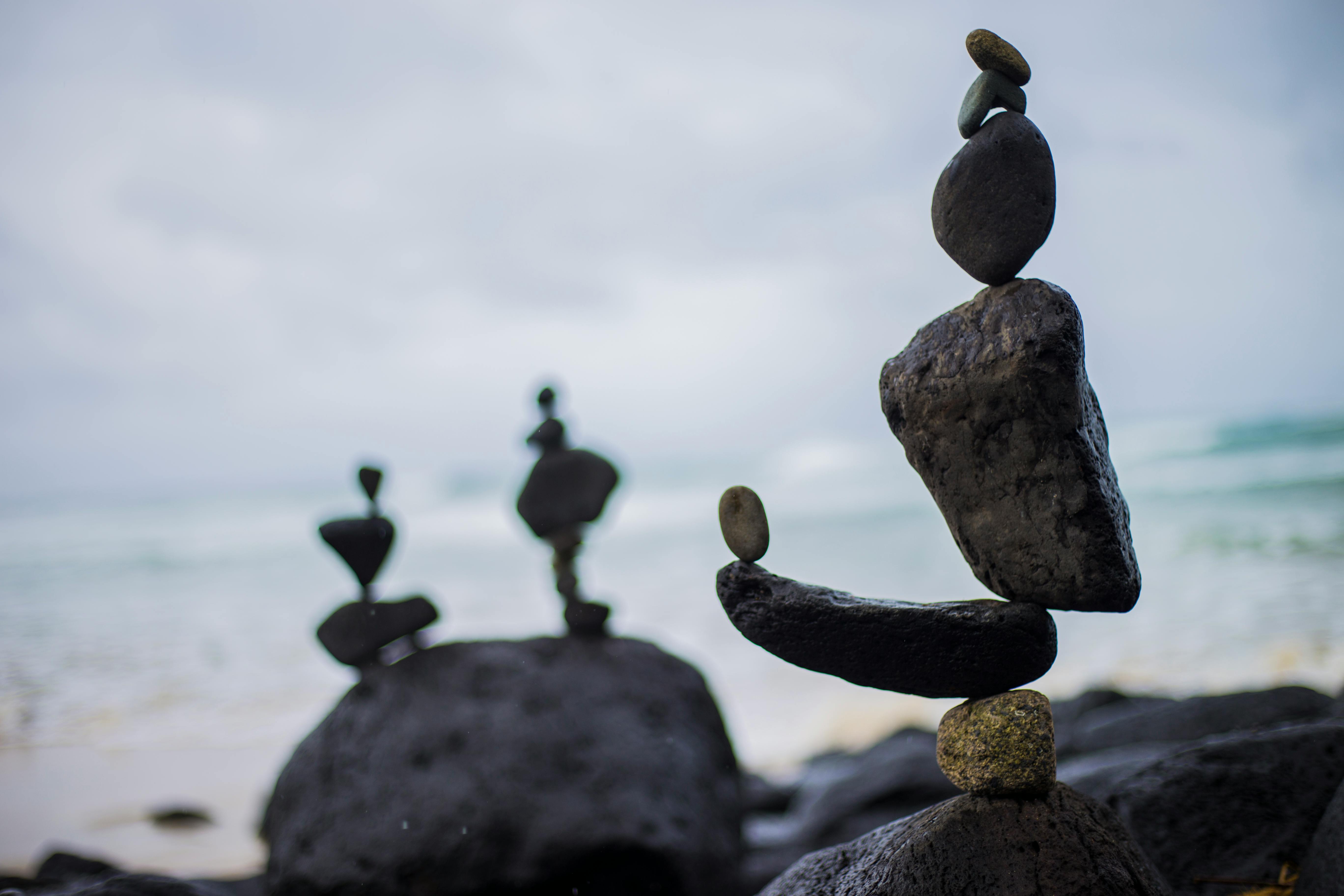 Close-up stacking rocks outdoors with co, Stock Video