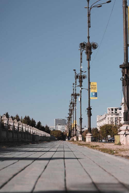 Free Photo of Black Street Lamps Beside a Road Stock Photo
