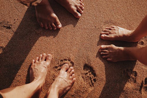 Foto profissional grátis de areia, de pé, descalço