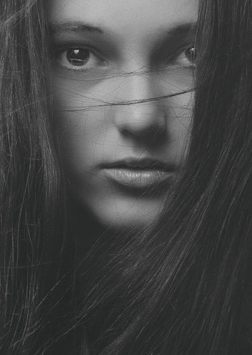 Free Black and White Photo of a Woman's Face Stock Photo