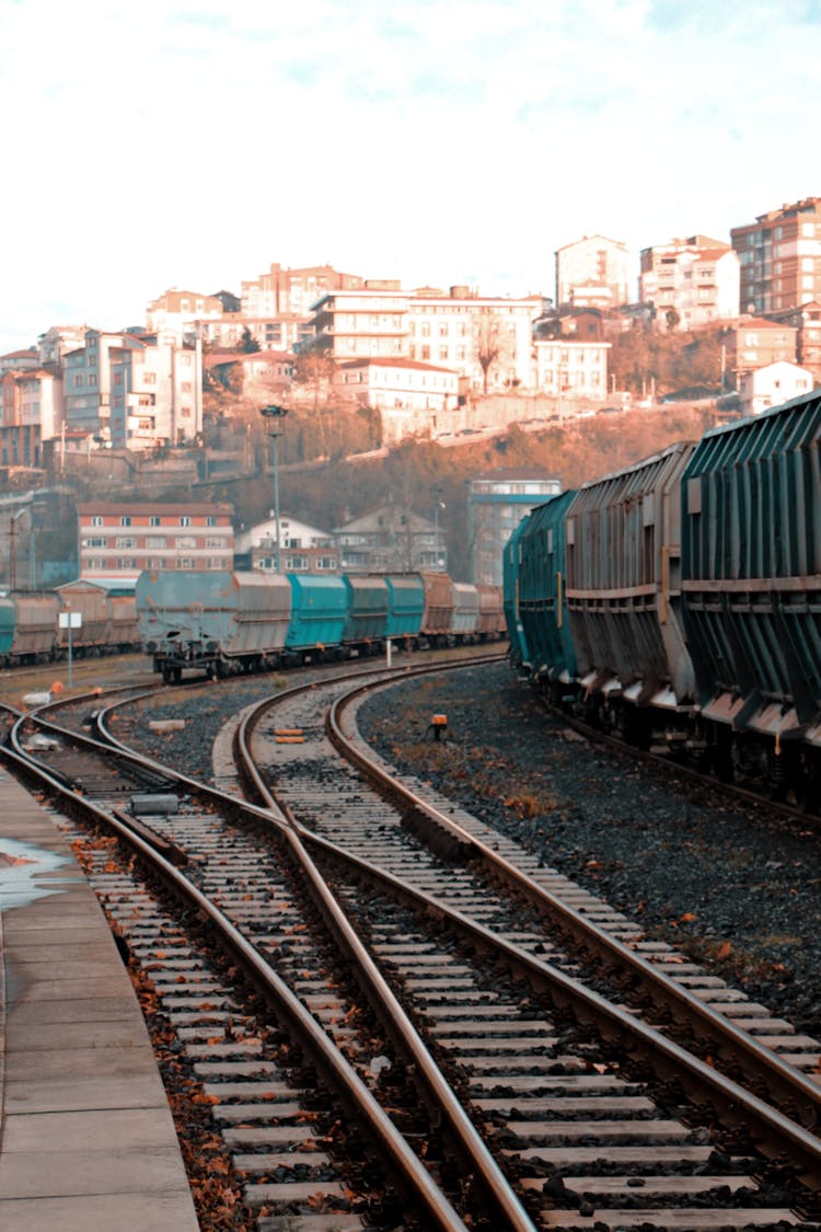 Cargo Trains At A Station