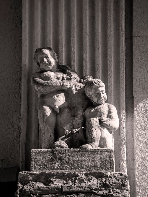 Free Artistic view of historic stone sculptures in Lviv, Ukraine. Stock Photo