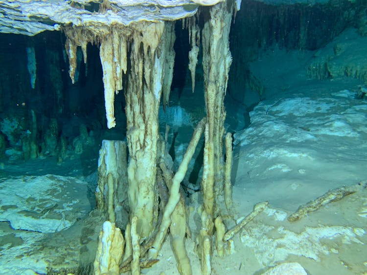 Rock Formations In Underwater Cave