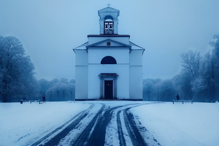 The Hørsholm Church In Horsholm, Denmark During Winter