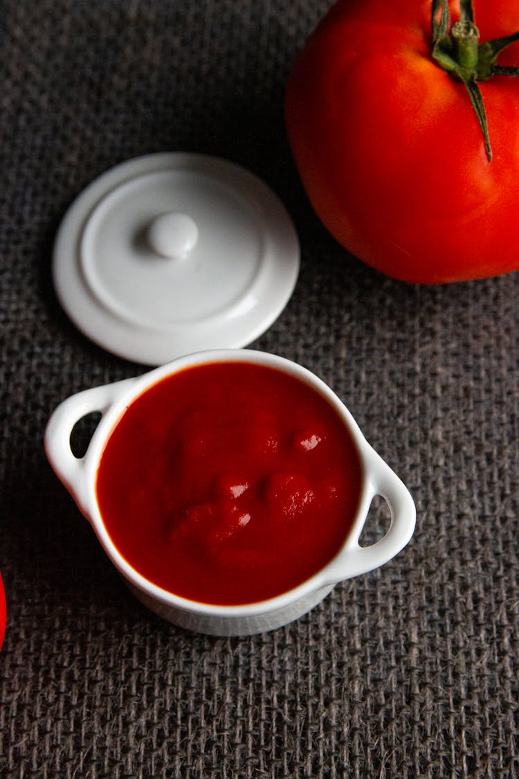 Ketchup In Cute Ceramic Bowl