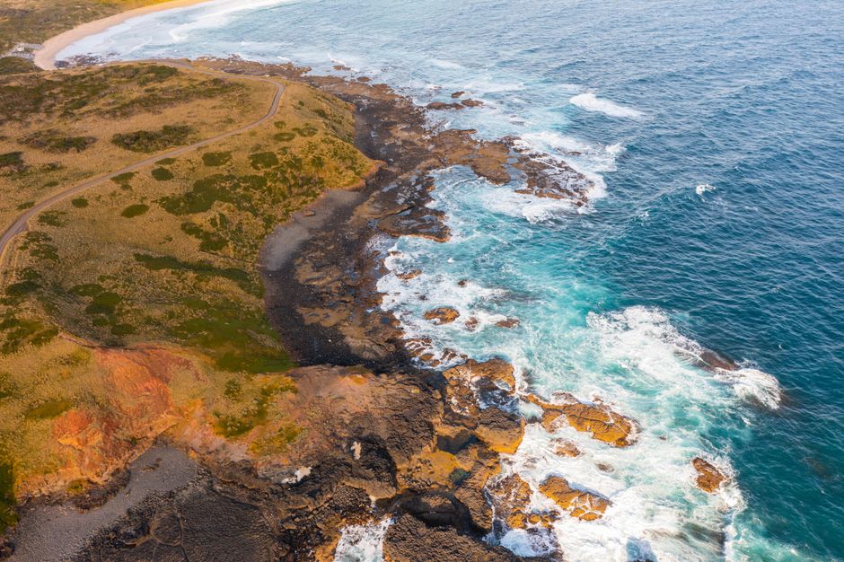 Hunter Valley Romantic Bubbly Breakfast Helicopter Tour from Cessnock - A breathtaking aerial capture of Cape Schanck's rugged coastline in Victoria, Australia.
