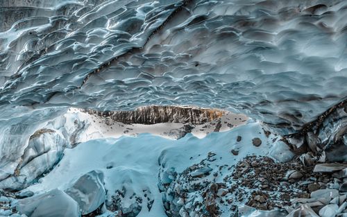 Free Stunning view from inside a glacial ice cave in Yunnan, China, showcasing intricate ice formations. Stock Photo