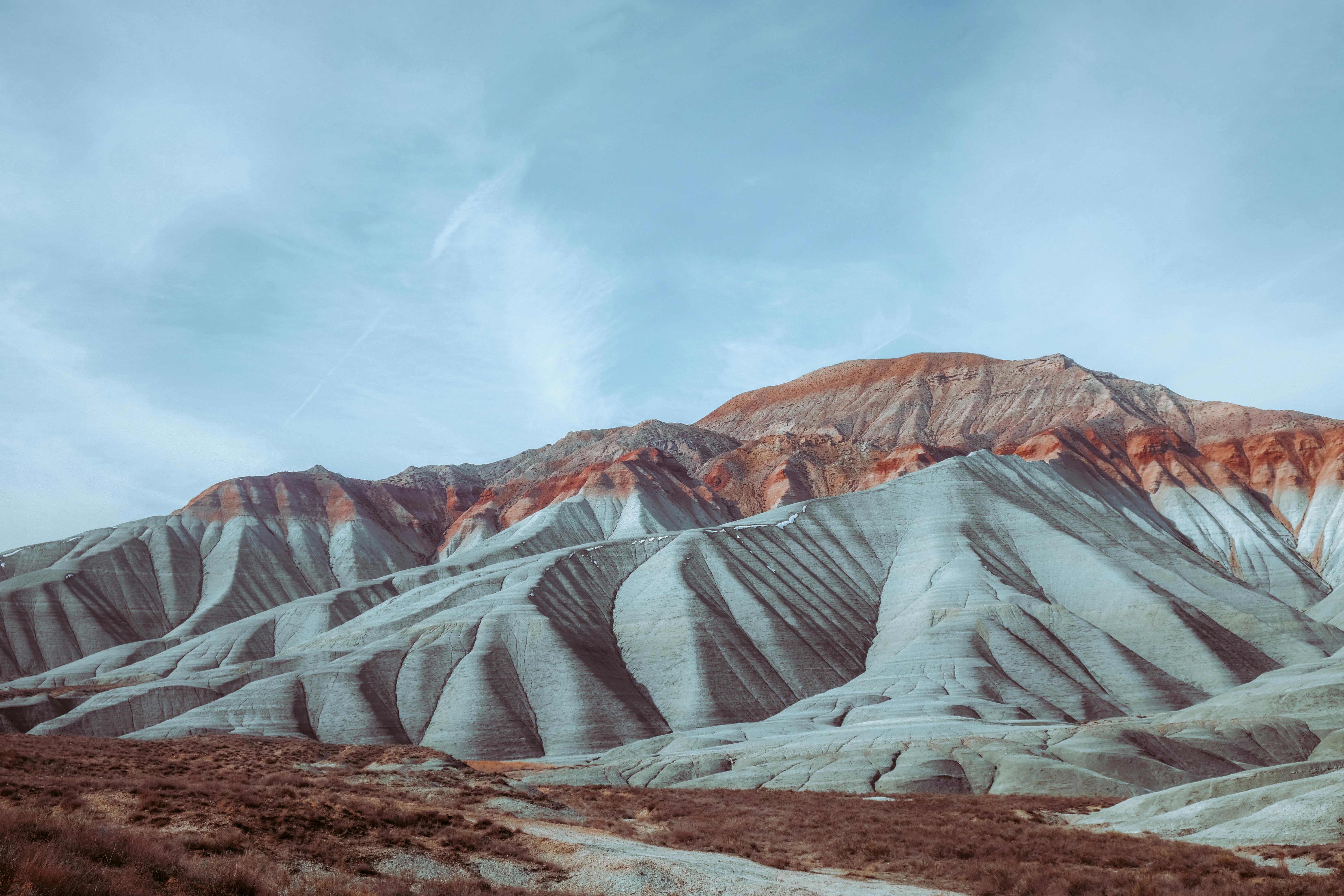 Breathtaking striped hills in Nallıhan, Ankara, Turkey capture nature's artistry.