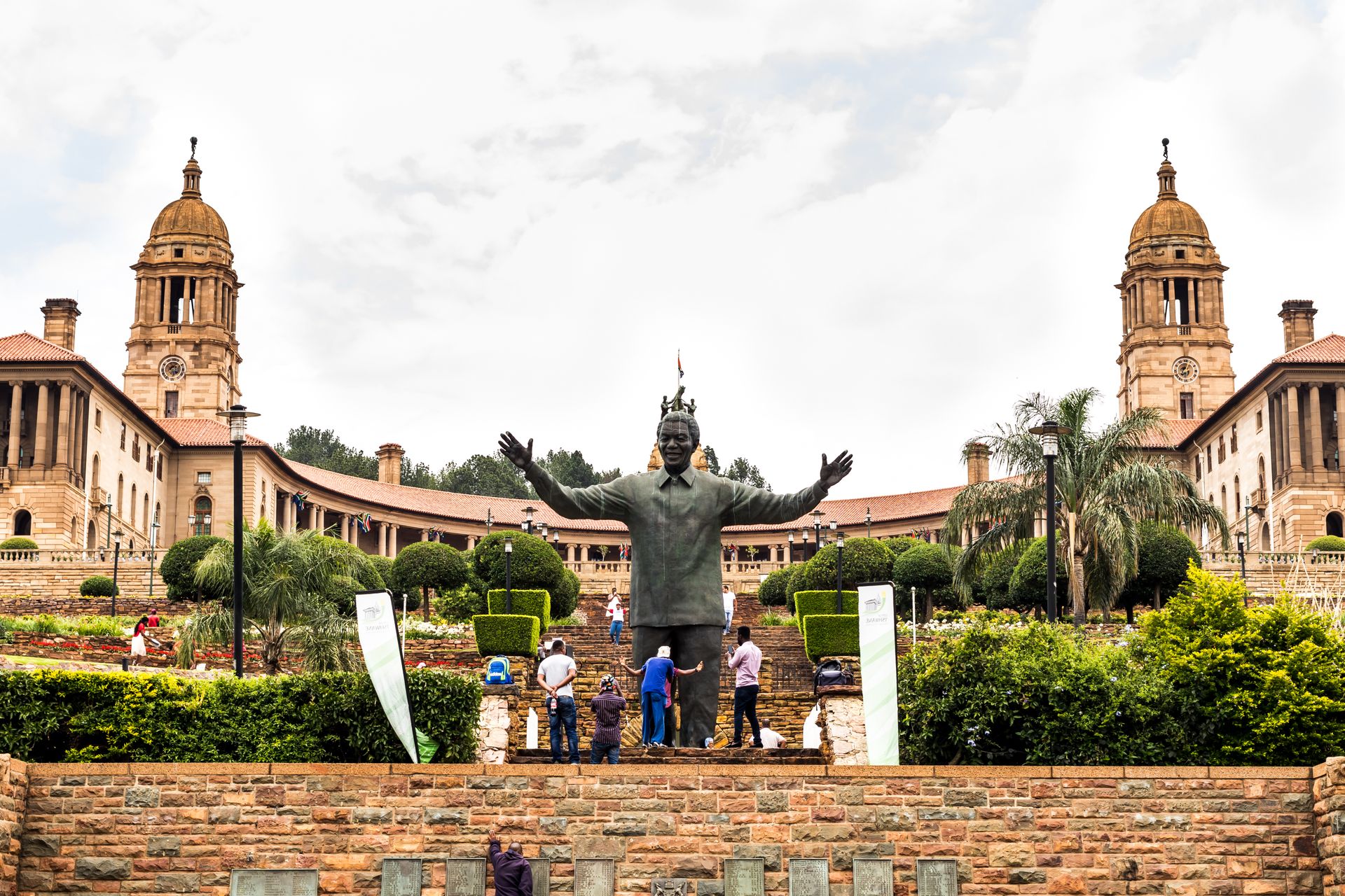 Wide shot of a government building in Pretoria, South Africa