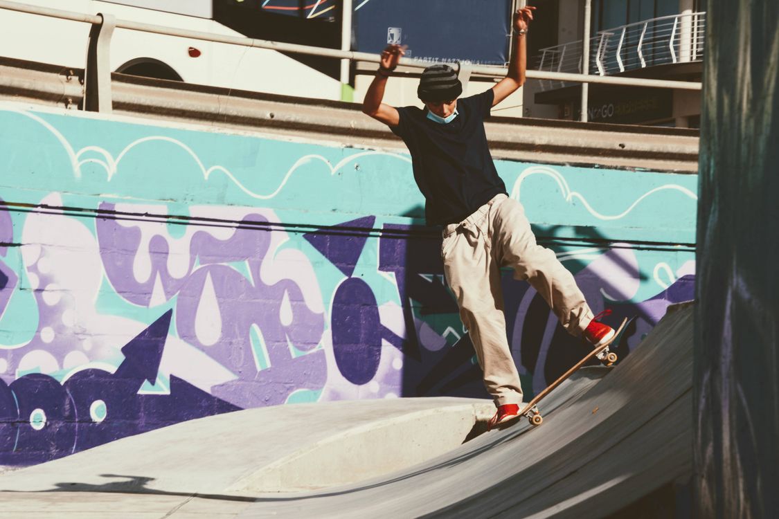 Man Ramp Skateboard A Man Skateboarding on a Ramp · Free Stock Photo