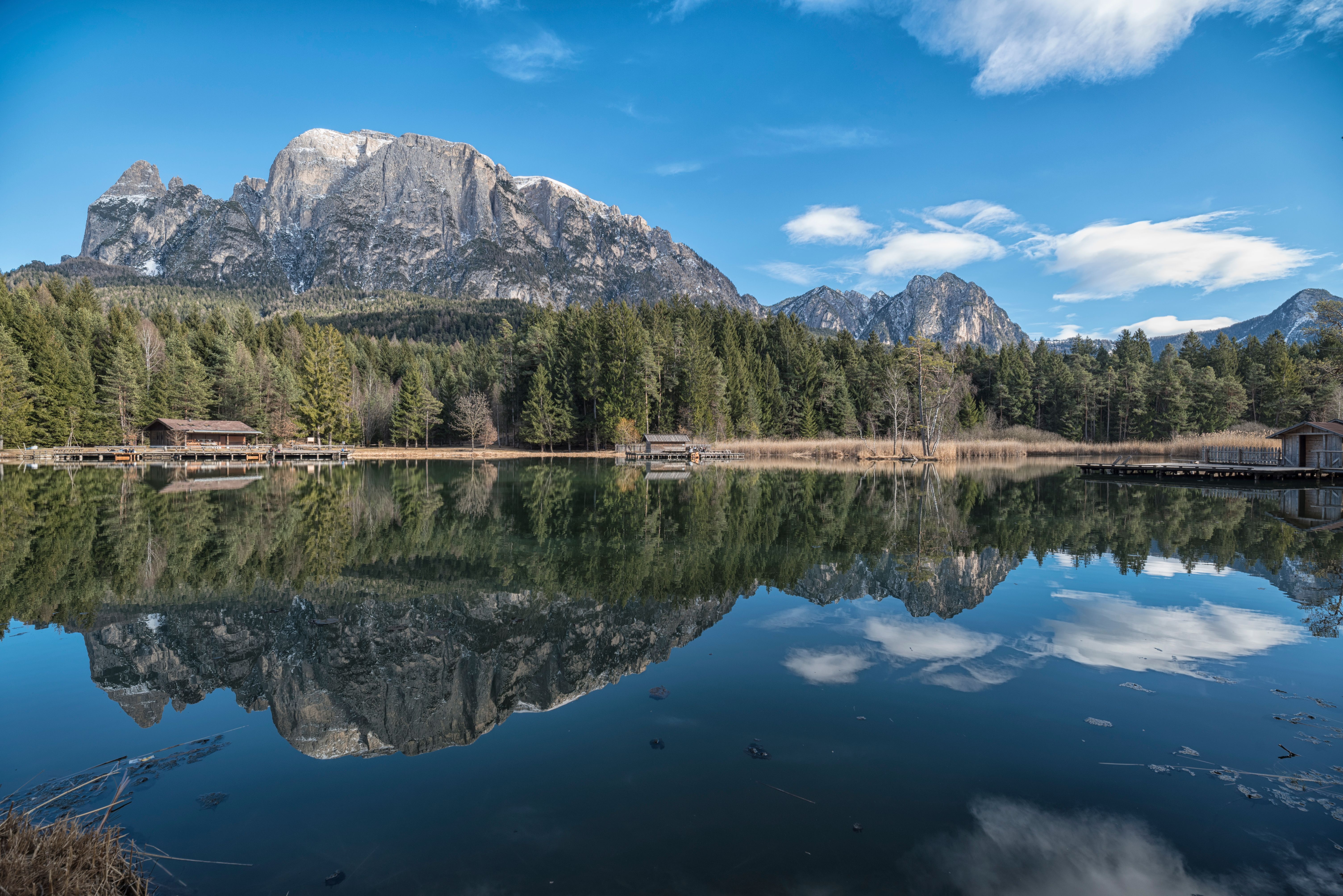 Calm Lake near Green Trees and Mountains under the Blue Sky · Free ...