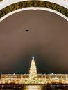 Birds Flying over White Round Building