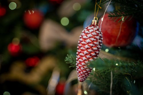 A Hanging Red Pine Cone Shape Decoration 