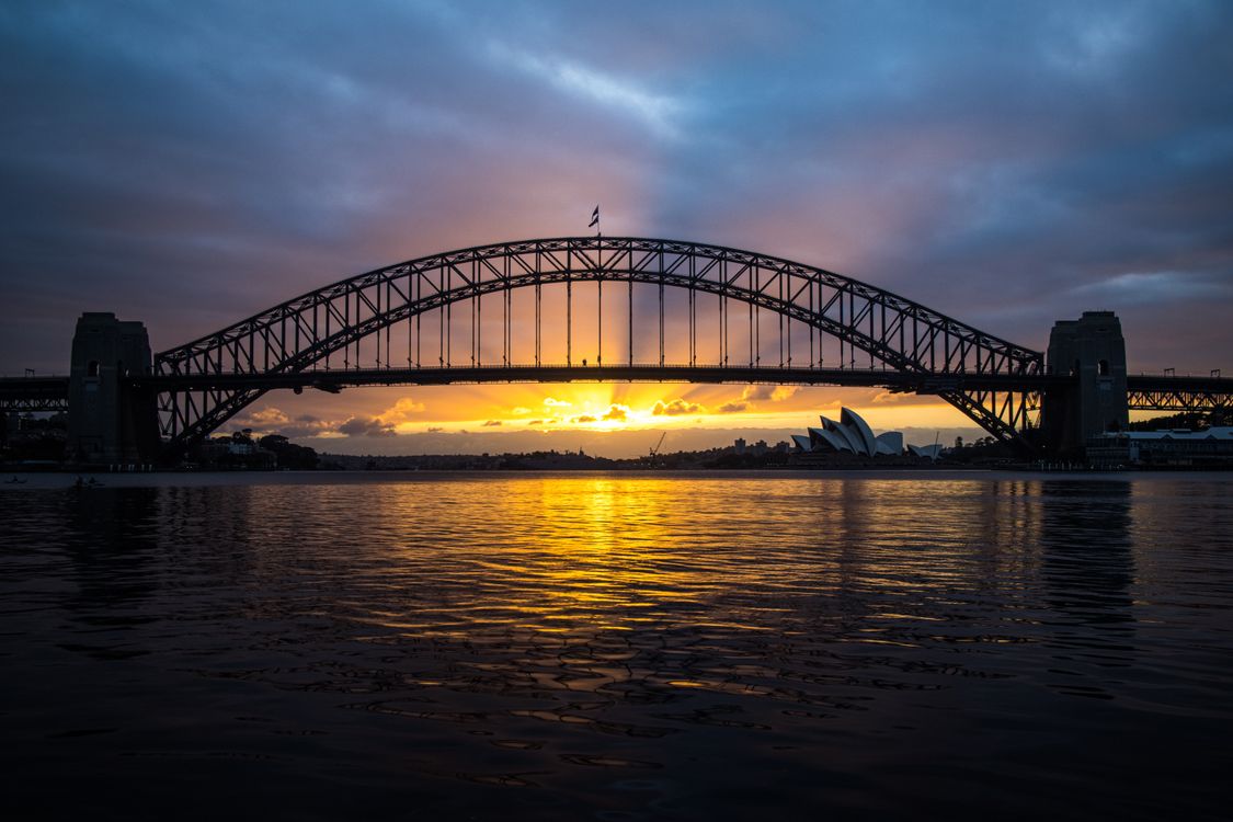Silhouette of Bridge over the River during Sunset · Free Stock Photo