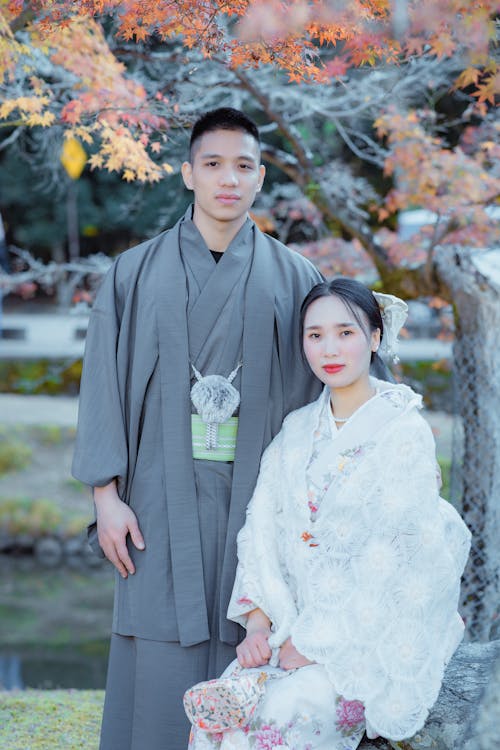 A Couple Wearing Japanese Traditional Clothing · Free Stock Photo