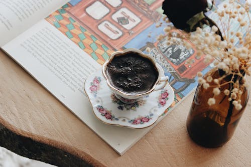 Turkish Coffee on Porcelain Cup and Saucer