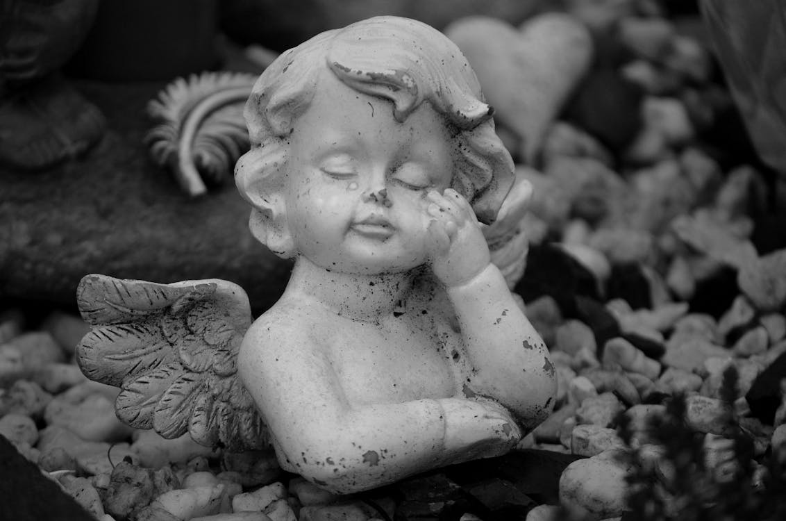 Grayscale Photo of Angel Statue · Free Stock Photo