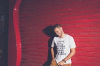 Man Wearing Gray Crew-neck Shirt