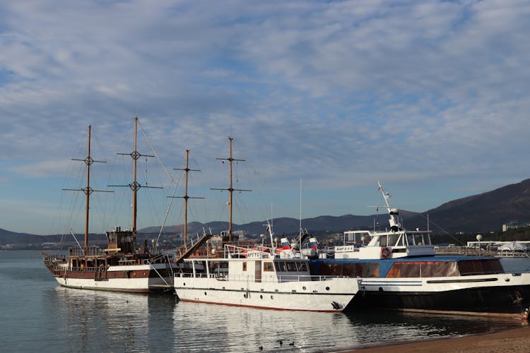 Yachts And Sailboats In Marina