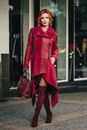 Woman Wearing Claret Winter Clothes
