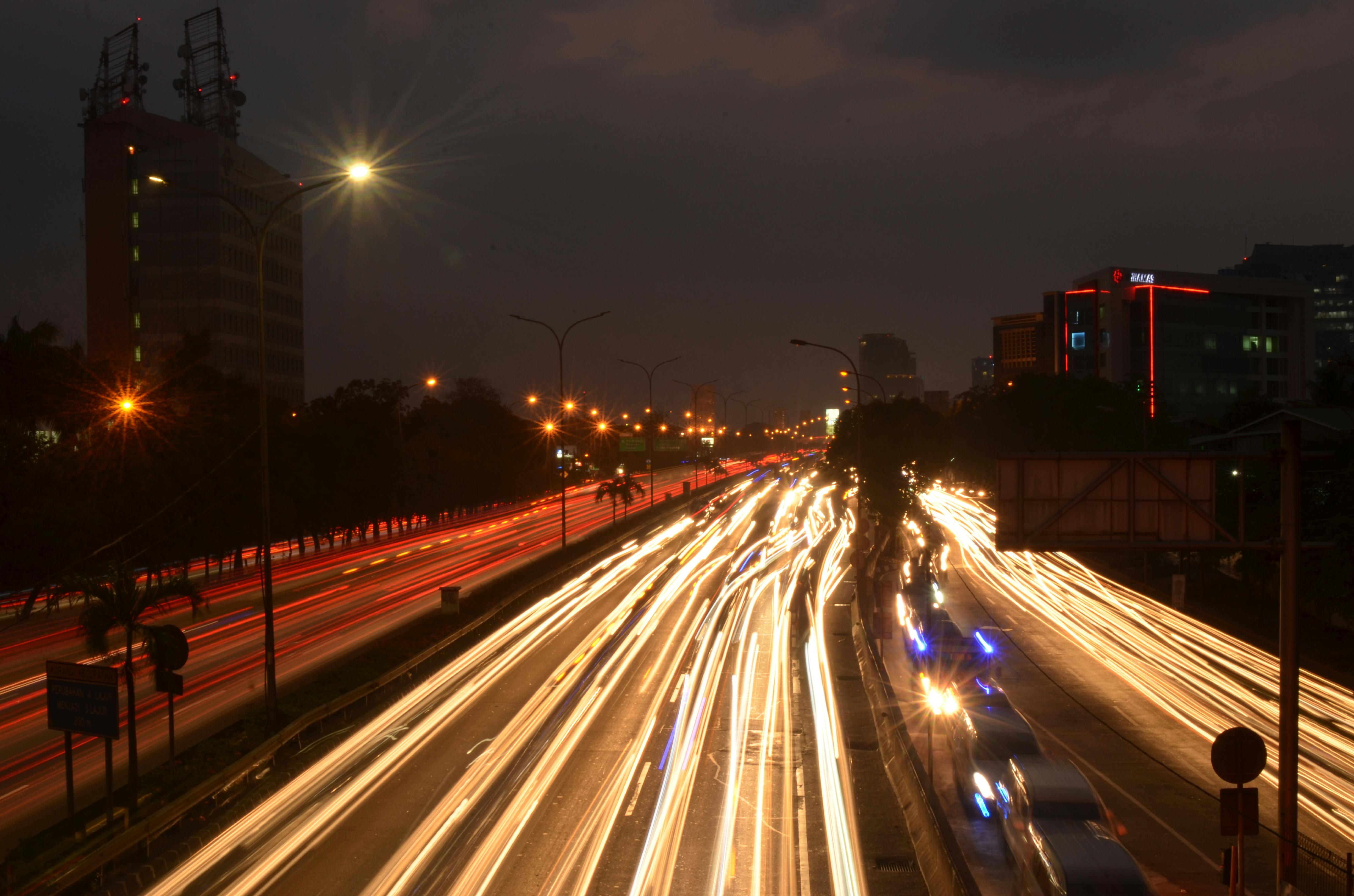 Free stock photo of buildings, car lights, city