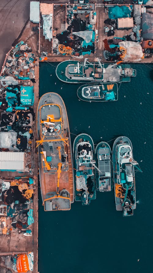 Aerial Photography of Ships on the Pier