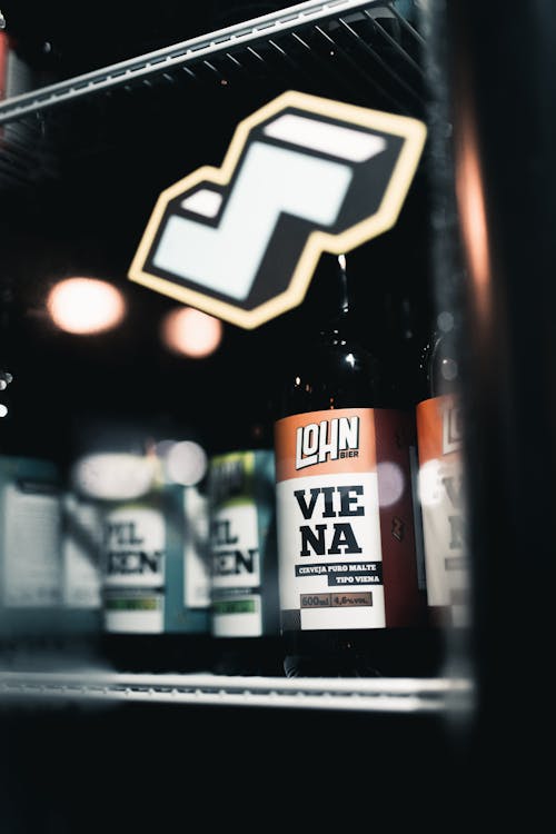 Bottles of Beer in a Store Freezer