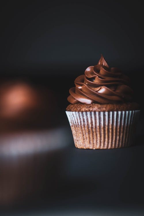 Brown Chocolate Cupcake on Black Surface