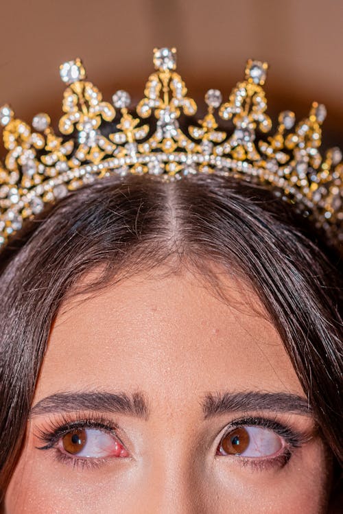 Close-Up Shot Woman Wearing a Crown