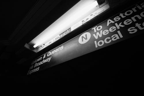 Grayscale Photo of Signage