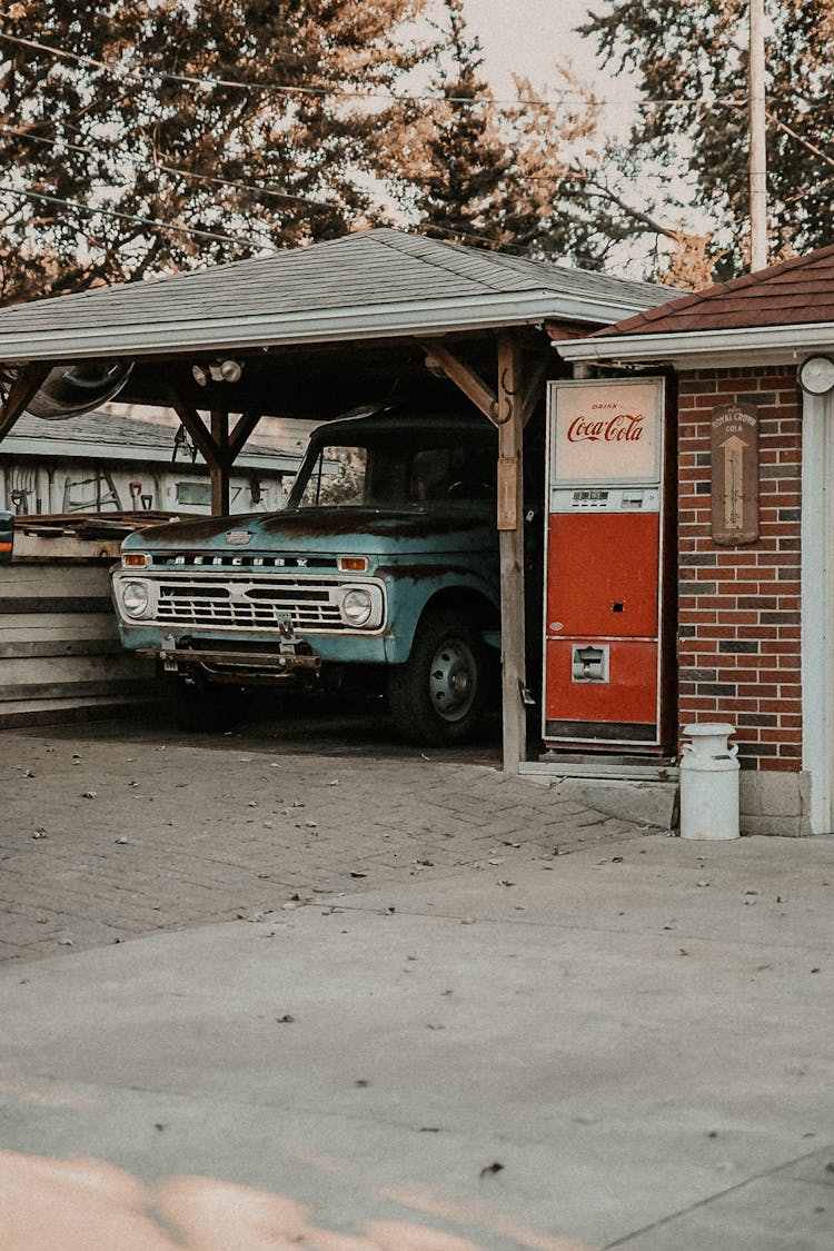 A Truck Parked In The Garage