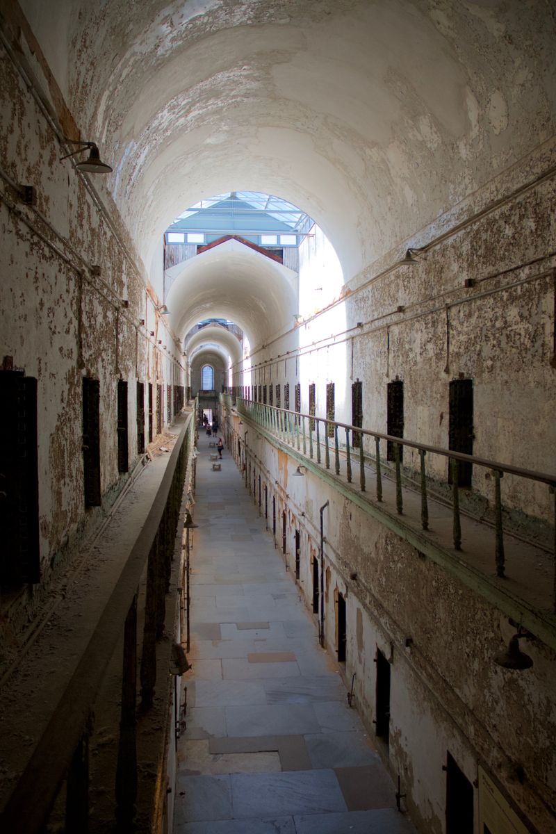 Interior cellblock corridor of the Eastern State Penitentiary in Philadelphia, Pennsylvania