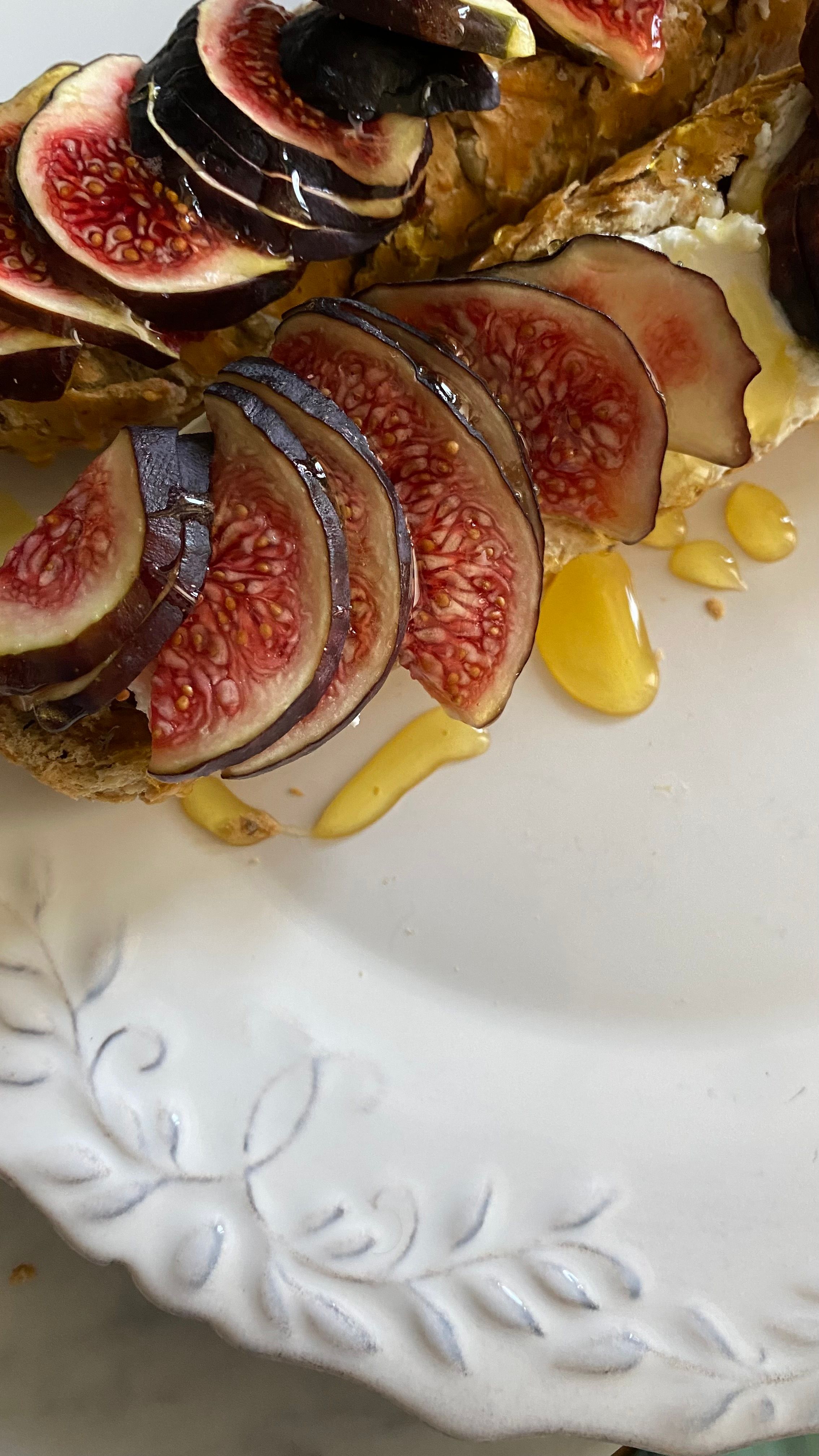 Fresh figs halved, drizzled with honey and a splash of balsamic, and roasted until soft and caramelized.