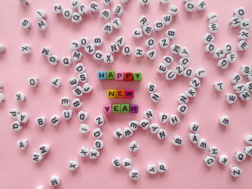 Colorful Happy New Year Letter Dice